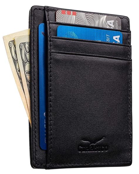 genuine leather rfid blocking card case compact wallet slim reviews|slim wallet with no slot.